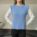 Ruffled Knit Sleeveless Sweater Top