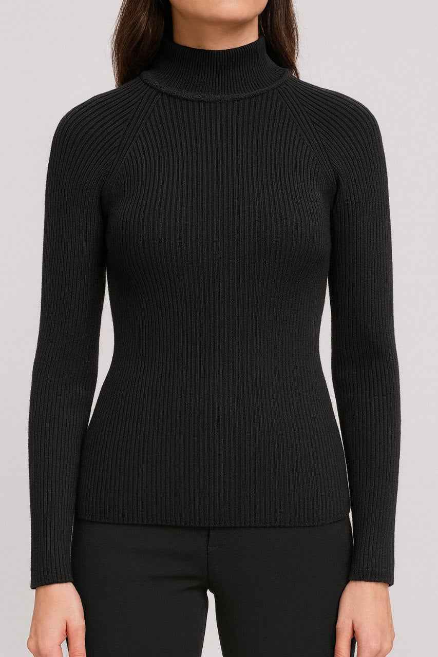 Ribbed High-Neck Sweater