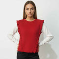 Ruffled Knit Sleeveless Sweater Top