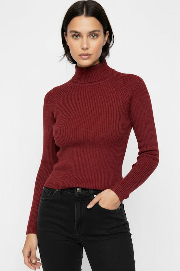 Women’s Ribbed Turtleneck Sweater – Soft, Sleek & Perfect for Winter Layering