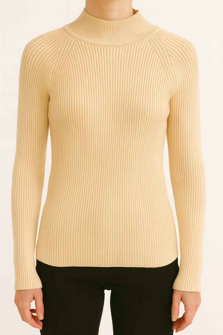 Ribbed High-Neck Sweater