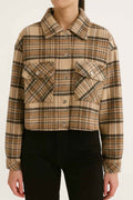 Cropped Plaid Jacket with Front Pockets