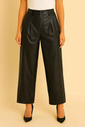 High-Waist Faux Leather Wide-Leg Pants