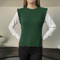 Ruffled Knit Sleeveless Sweater Top