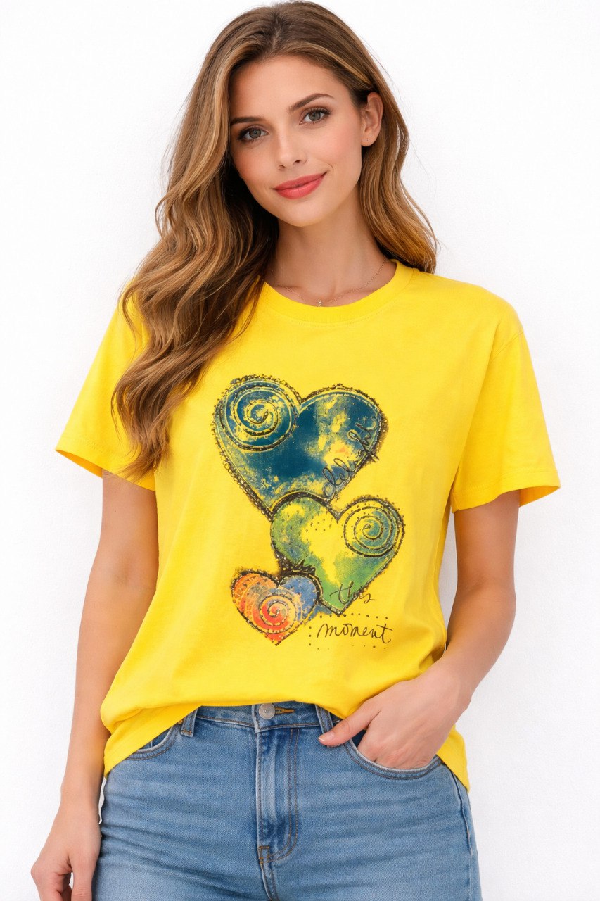 Women’s Casual Heart Print T-Shirt
