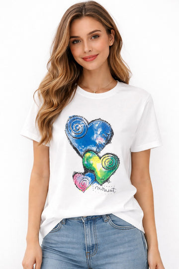 Women’s Casual Heart Print T-Shirt