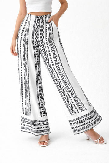 Geometric Print Wide-Leg Pants