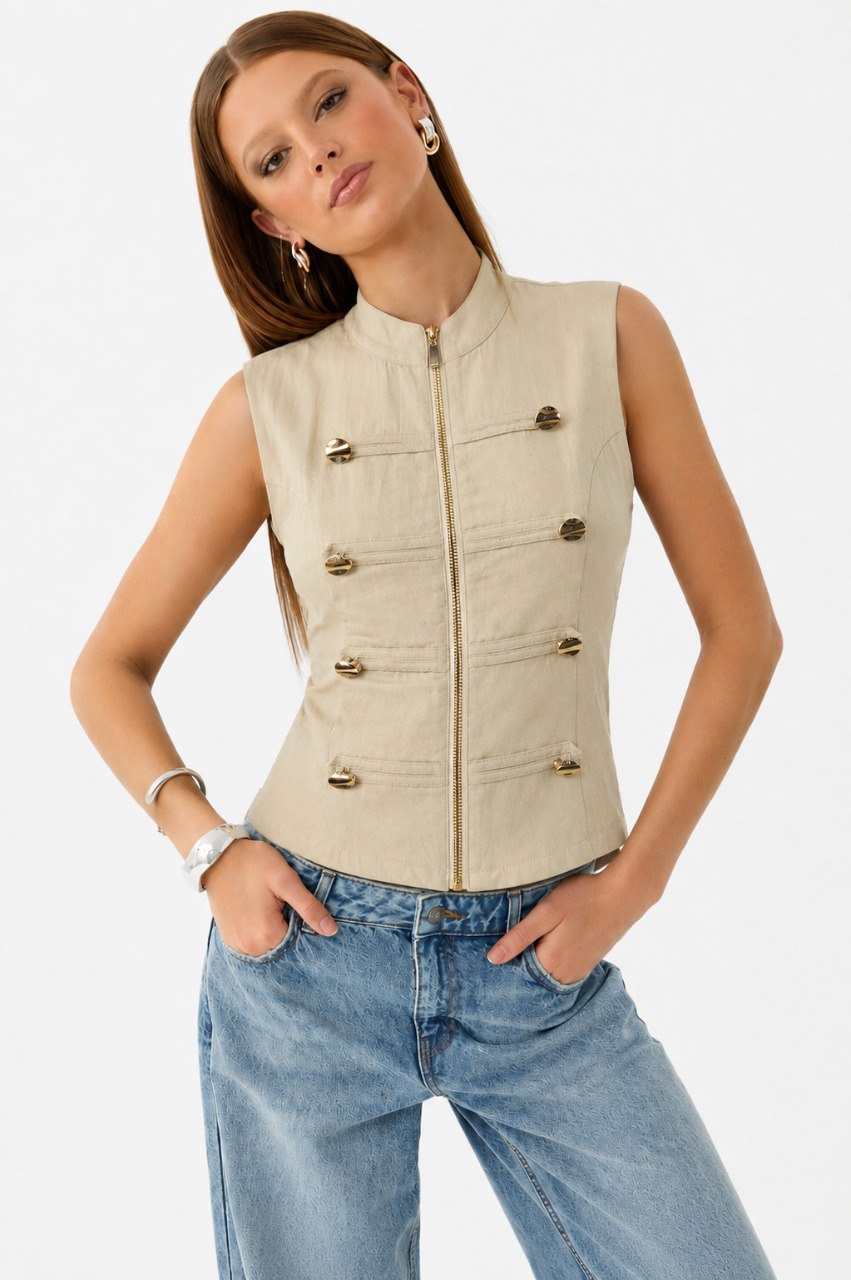 Zip-Up Tailored Vest