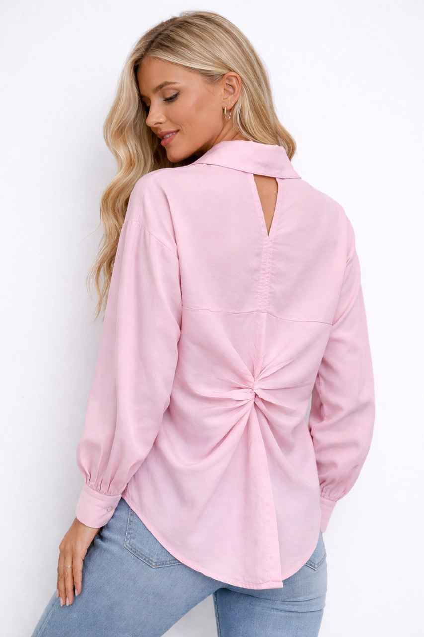 Twist Back Detail Button-Down Blouse