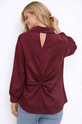 Twist Back Detail Button-Down Blouse