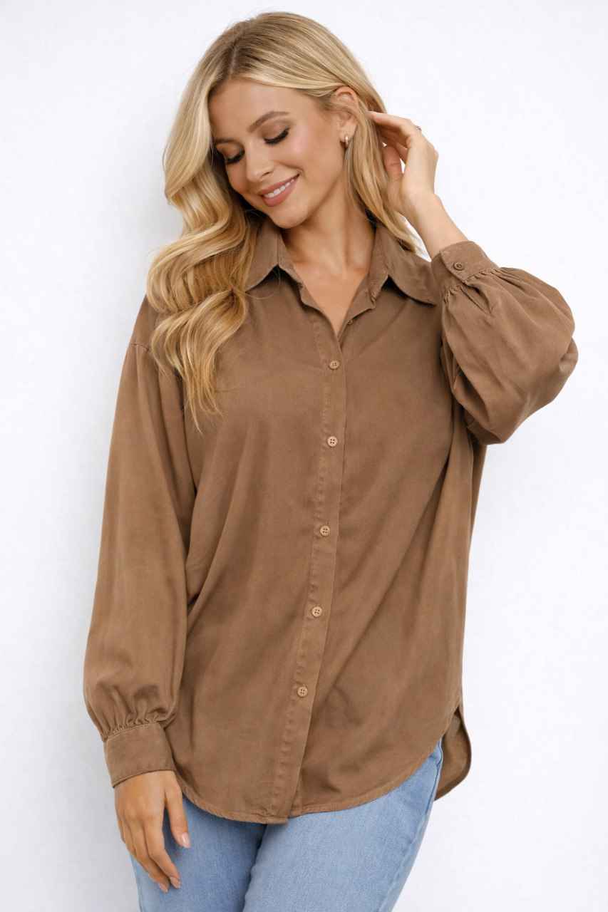 Twist Back Detail Button-Down Blouse
