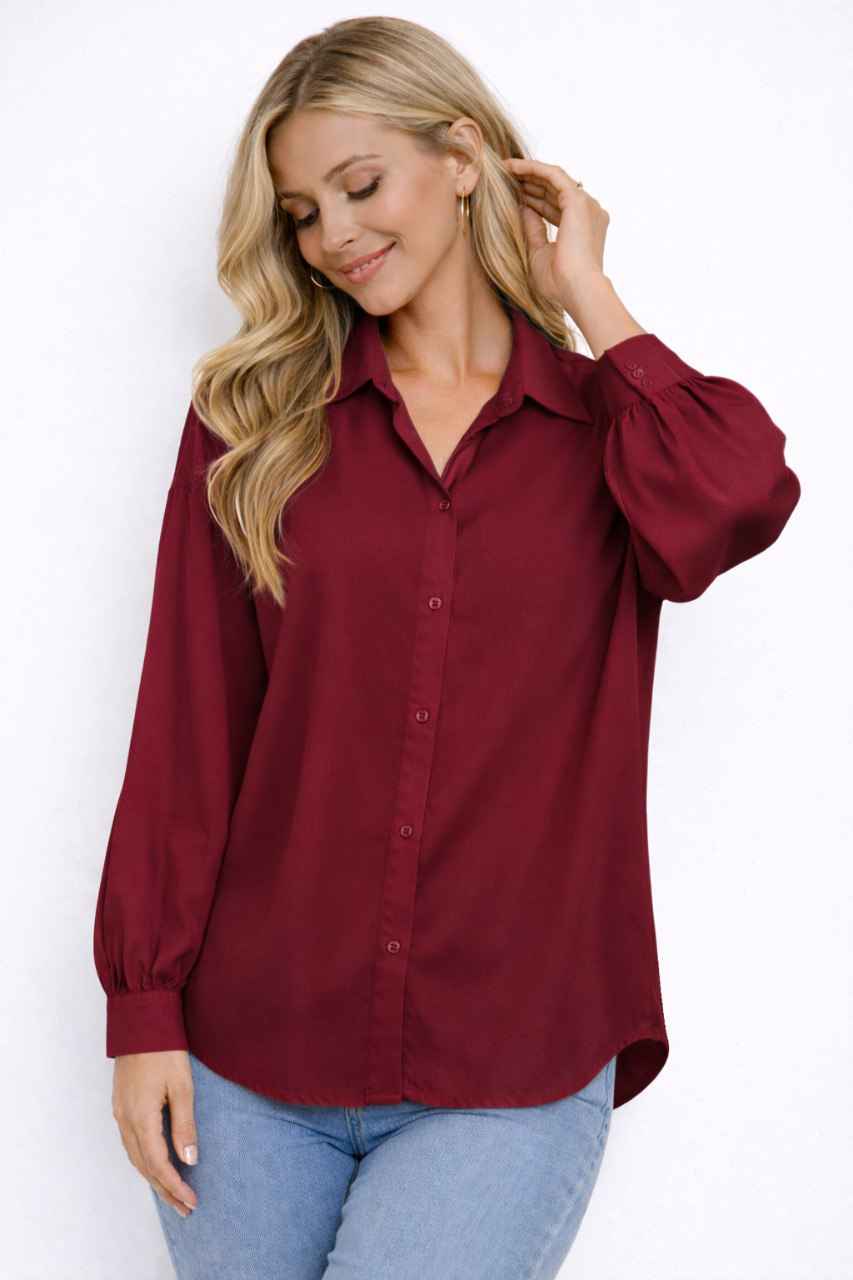 Twist Back Detail Button-Down Blouse