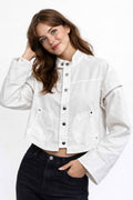 Cropped Utility Snap-Button Jacket