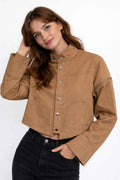 Cropped Utility Snap-Button Jacket