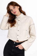 Cropped Utility Snap-Button Jacket