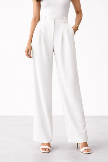 High-Waist Wide Leg Pants with Tailored Design