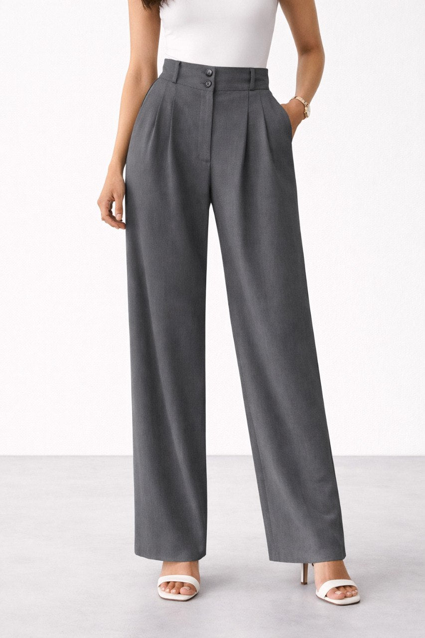 High-Waist Wide Leg Pants with Tailored Design