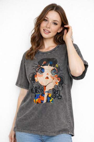 Vintage Wash Graphic T-Shirt – Washed Grey