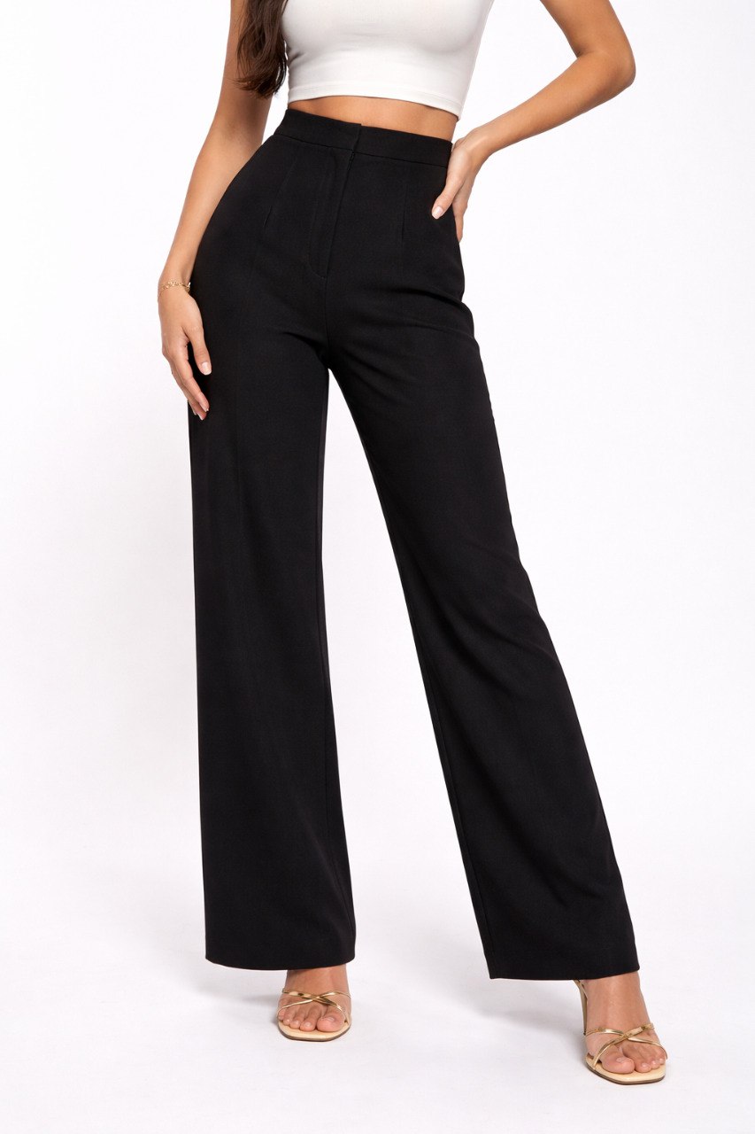 High-Waisted Wide-Leg Tailored Trousers