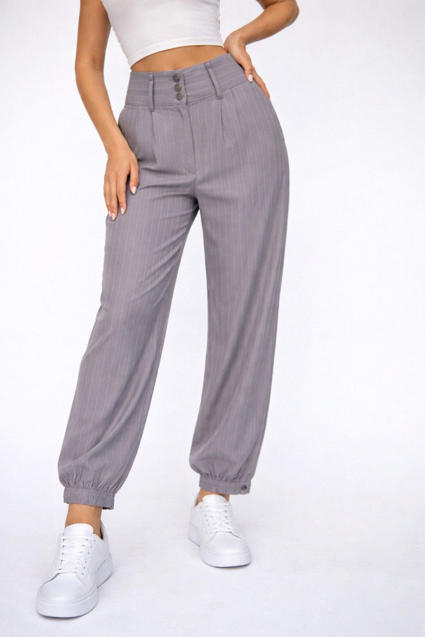 High-Waisted Pinstripe Joggers – ONE MORE women's pants – view 3