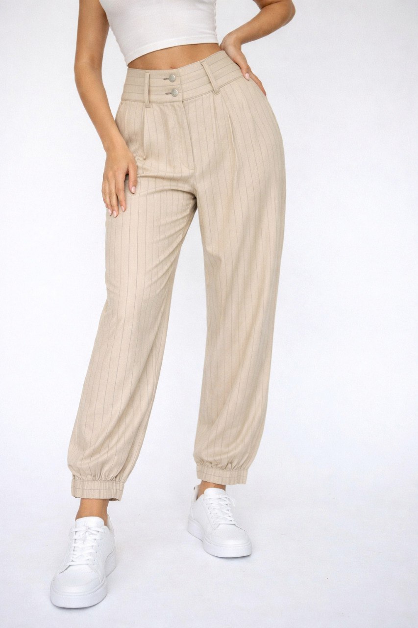 High-Waisted Pinstripe Joggers