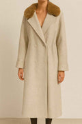 Long Classic Coat with Faux Fur Collar