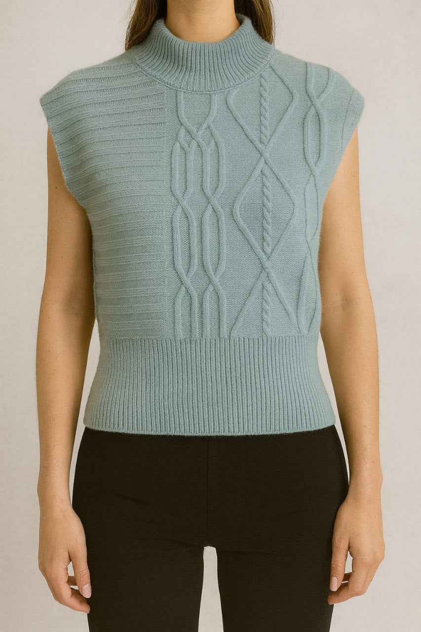 High Neck Knitted Sleeveless Top