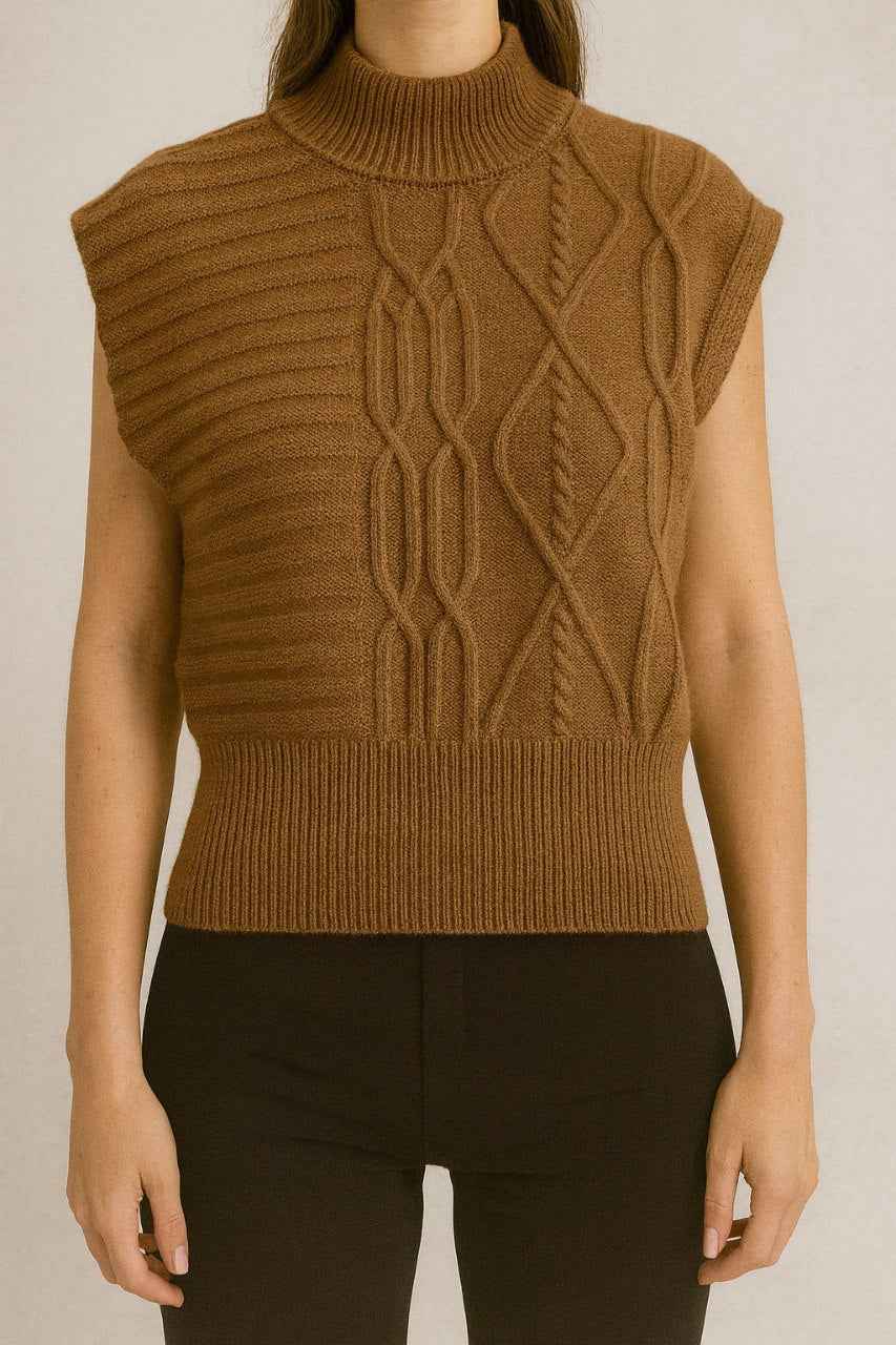 High Neck Knitted Sleeveless Top