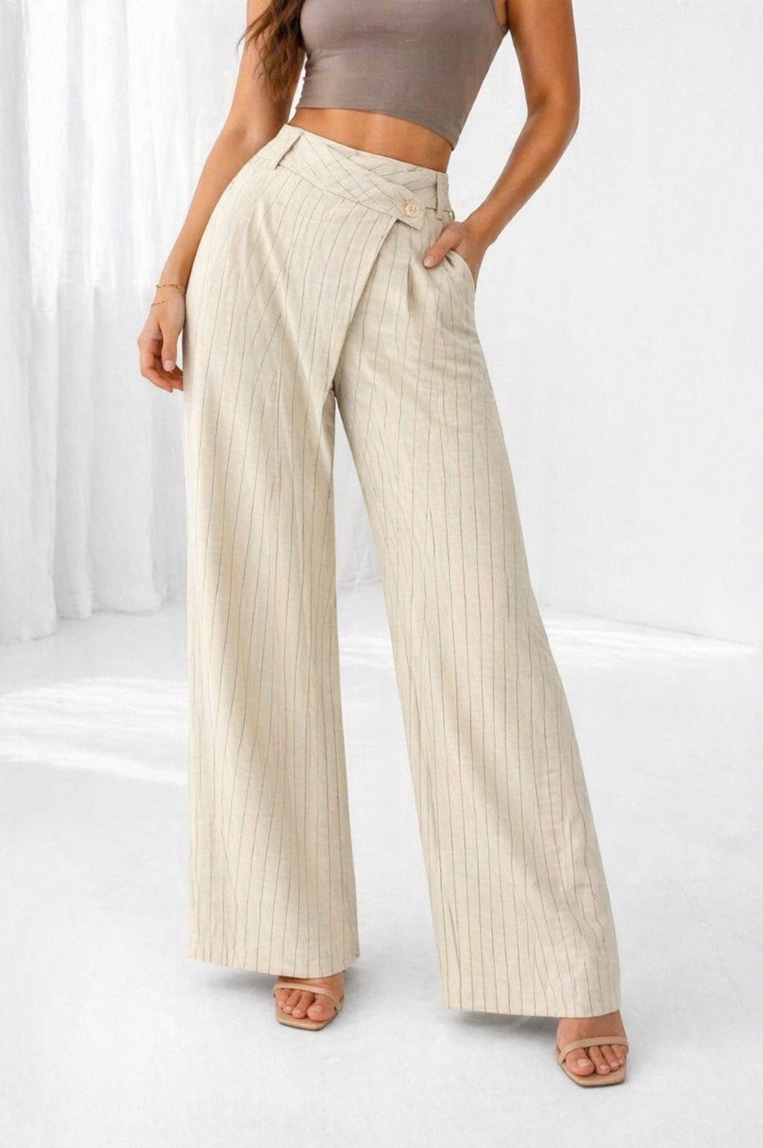 Wrap Waist Wide-Leg Pants