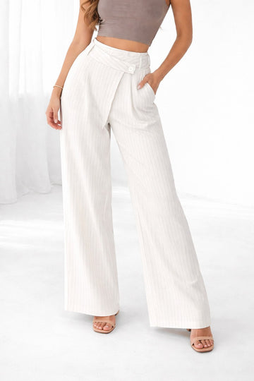 Wrap Waist Wide-Leg Pants