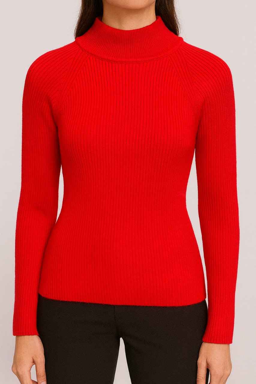 Ribbed High-Neck Sweater