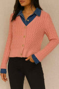 Cable Knit Cardigan with Gold Buttons
