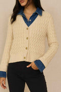 Cable Knit Cardigan with Gold Buttons