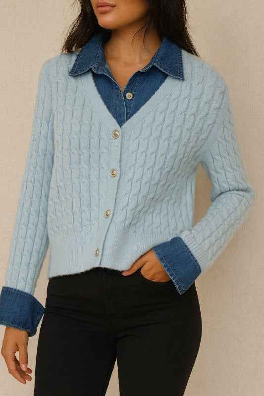 Cable Knit Cardigan with Gold Buttons