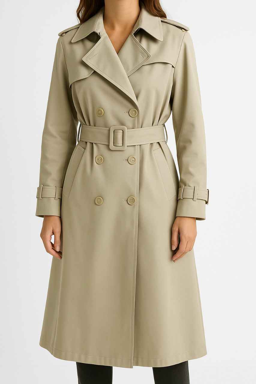 Long Trench Coat with Belt