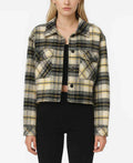 High-Waist Checked Cropped Jacket with Front Pockets
