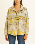 Patterned Oversized Shirt Jacket with Front Pocket