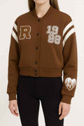 Baseball Jacket with Sporty Embroidered Details