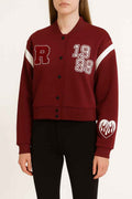 Baseball Jacket with Sporty Embroidered Details