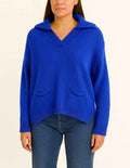Soft Knit Sweater with Collar and Front Pockets