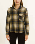 Checked Shirt Jacket with Cartoon Back Print