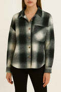 Checked Shirt Jacket with Cartoon Back Print