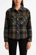 Checked Button-Up Shirt Jacket with Front Pockets