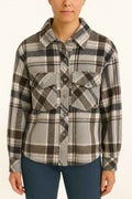 Checked Button-Up Shirt Jacket with Front Pockets