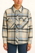 Checked Button-Up Shirt Jacket with Front Pockets