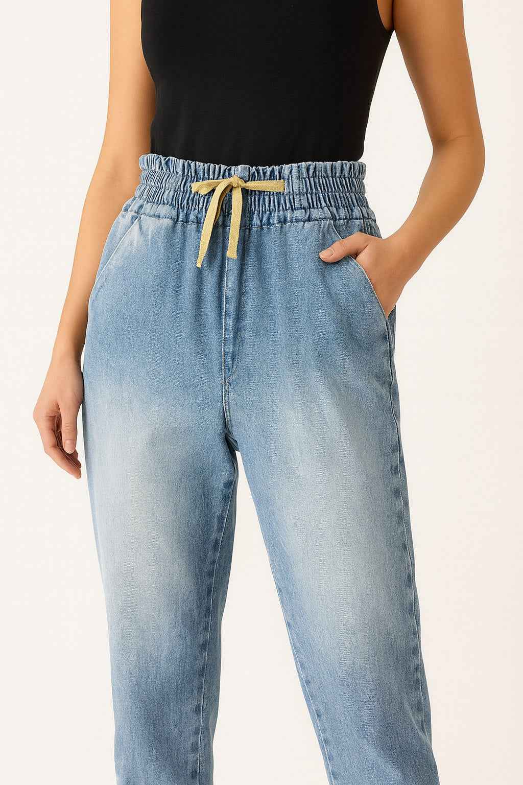 Boyfriend Fit High Waist Denim Pants