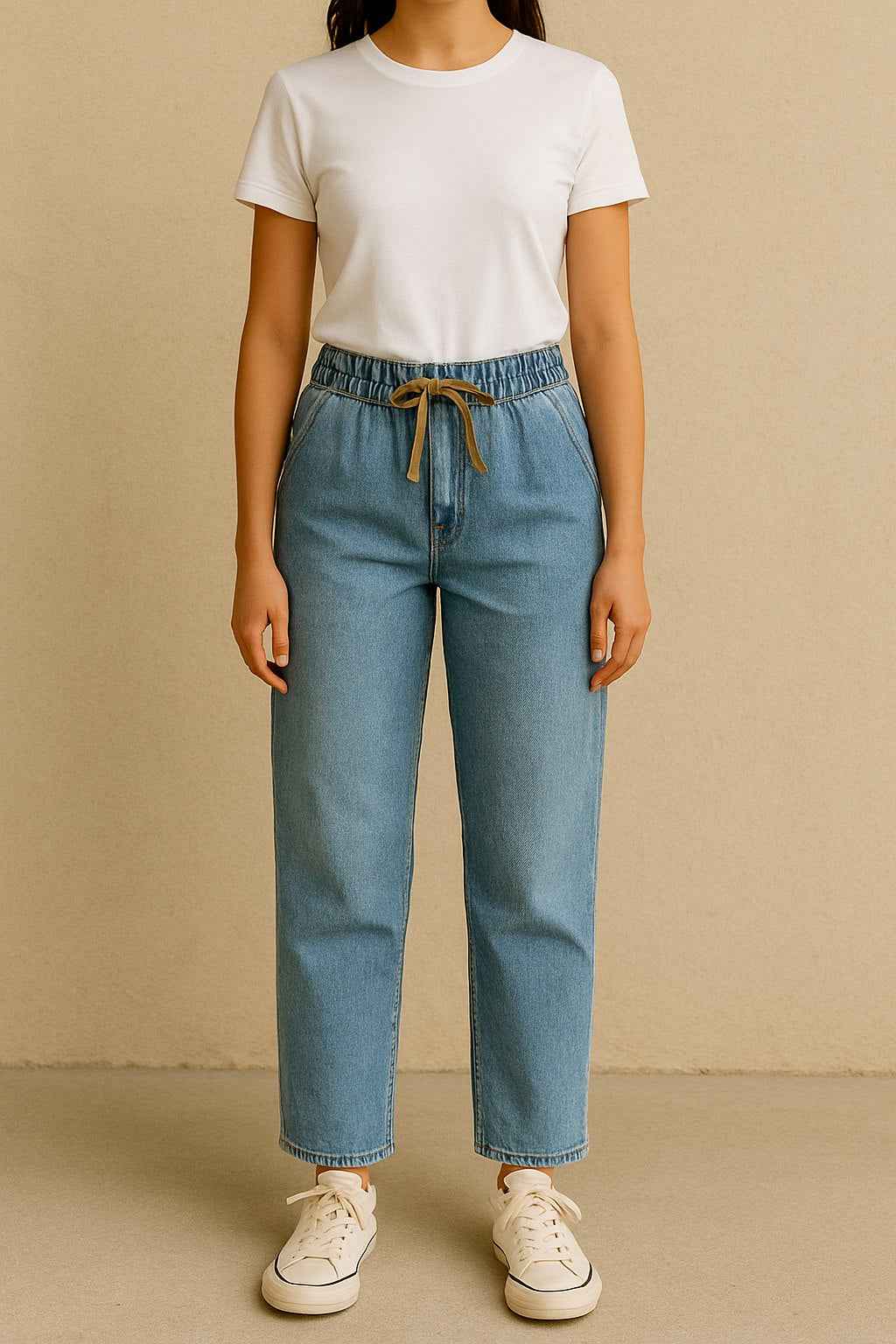 Boyfriend Fit High Waist Denim Pants