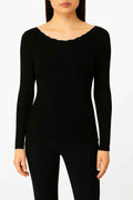 Ribbed Knit Fitted Top with Sweetheart Neckline