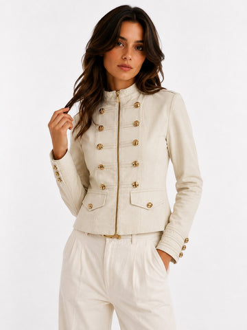 Button-Detail Cropped Jacket