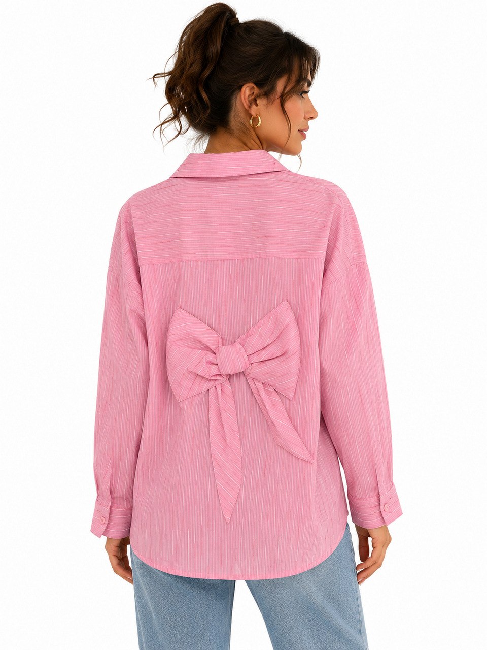 Oversized Bow Detail Shirt – ONE MORE women's shirt – view 3